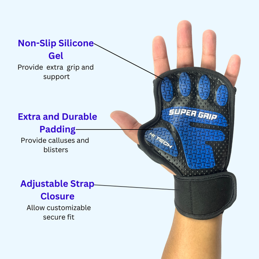 Bodybuilder Super Grip Gym Gloves – Anti-Slip & Wrist Support | Unisex | Black | One Size / XL