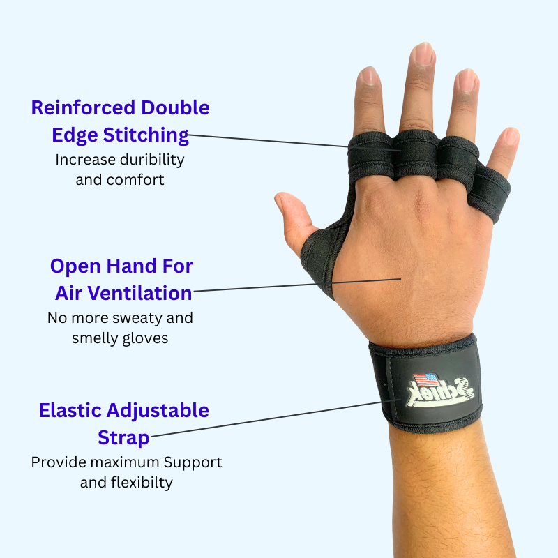Bodybuilder Super Grip Gym Gloves – Anti-Slip & Wrist Support | Unisex | Black | One Size / XL